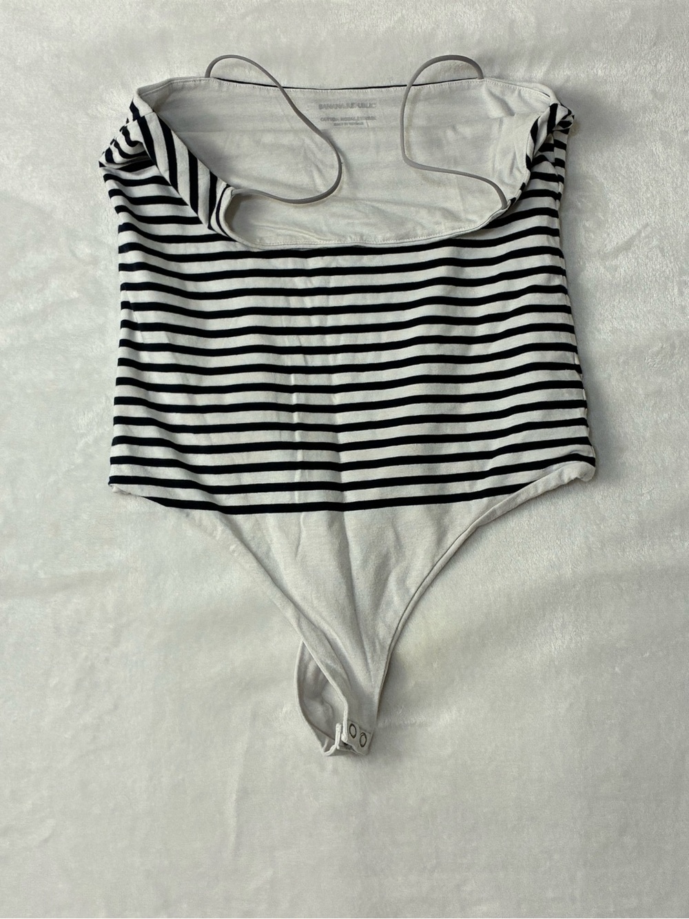 Striped Black and White Thong Bodysuit
